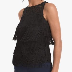 White House Black Market Sleeveless Fringe Top